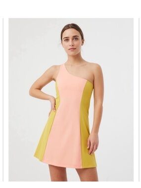 Outdoor Voices  One Shoulder Dress Workout Athlete green pink Sz XS